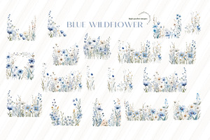 Blue Wildflowers Frame Clipart