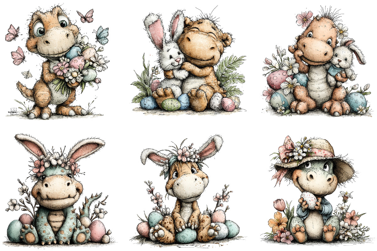 Watercolor Easter Dinosaur Clipart, an Illustration by Sublimation Artist (Photo 7 of 7)