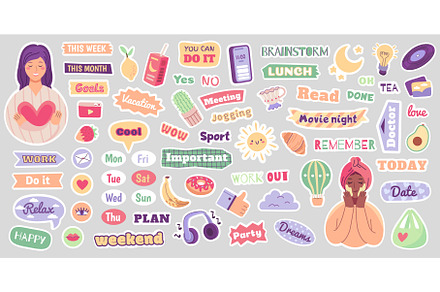 Cute stickers for diary, planner