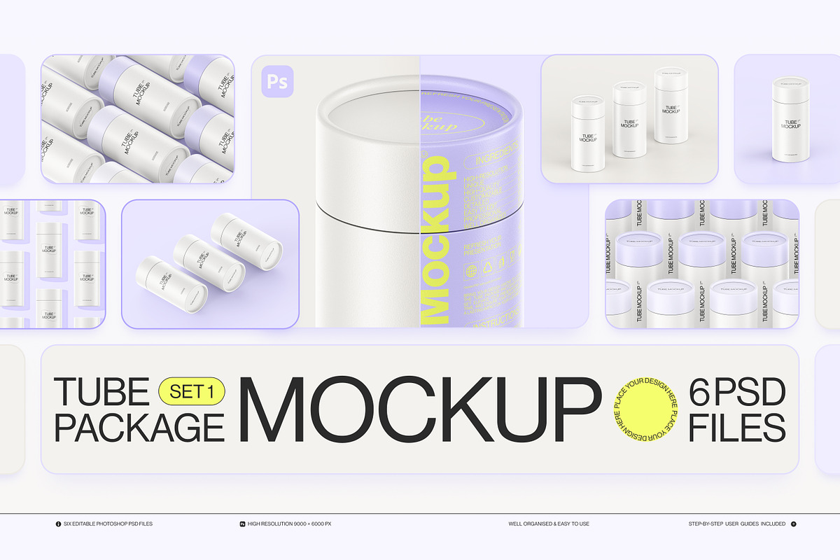 Paper Tube Package Mockup Set 1 | Creative Market
