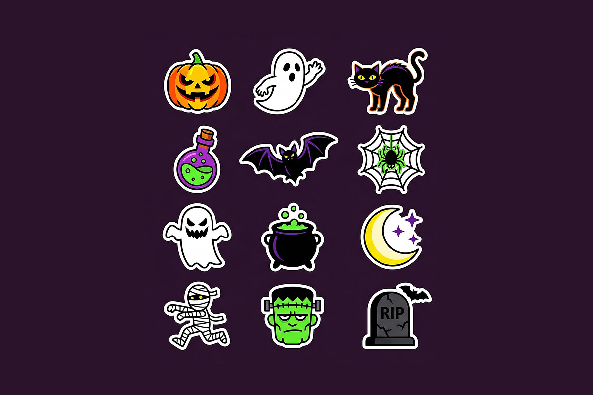 Spooky Halloween Patch Set, a Seasonal Illustration by Rafoz (Photo 2 of 3)