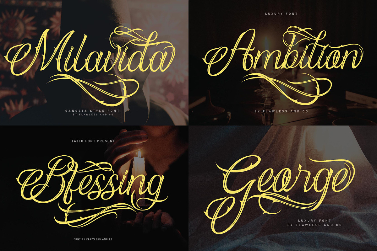 Blackletter Tattoo Font Bundle, a Blackletter Font by Flawless And Co (Photo 4 of 10)