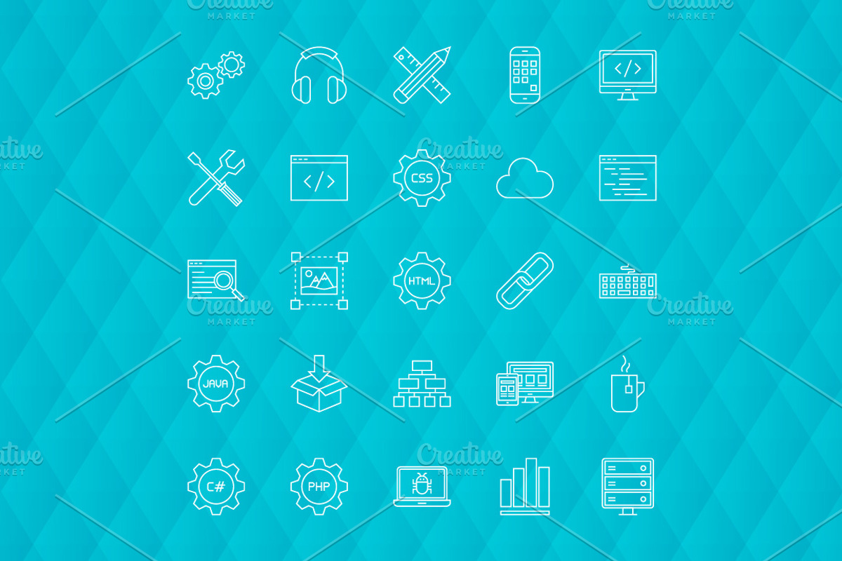 Programming Line Art Vector Icons, an Outline Icon by Anna_leni