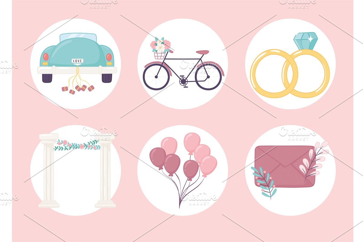 set icons wedding, an Illustration by studiogstock