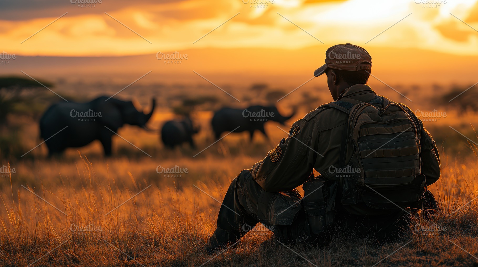 African Wildlife Observer: Man watch, an Animal Photo by Pixeness Studio