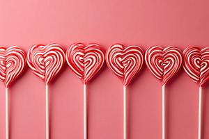 Heart-shaped candy on sticks, a Photo by Beautiful things