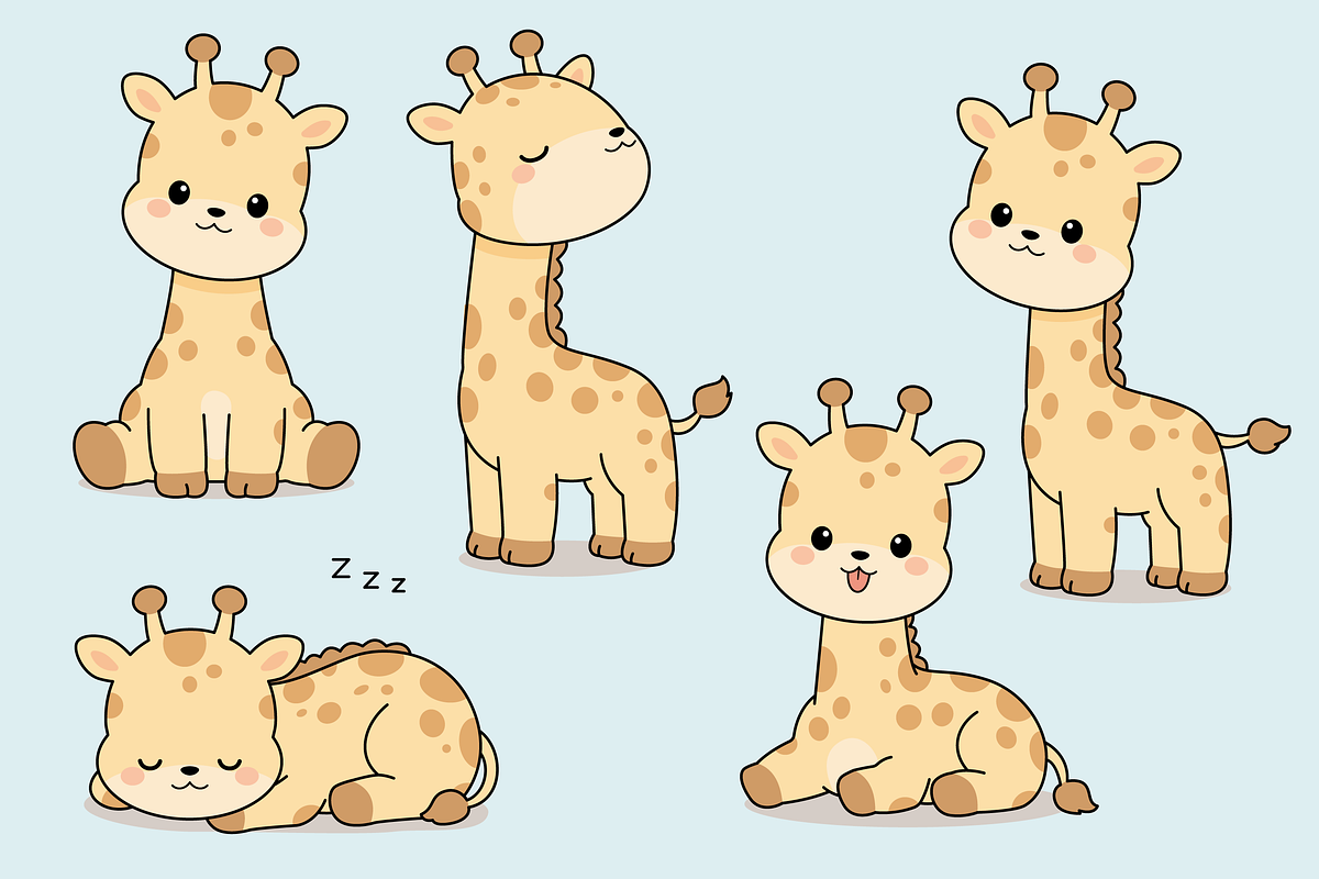 Giraffe Character Set Collection, an Animal Illustration by Artpon Illustration (Photo 3 of 3)