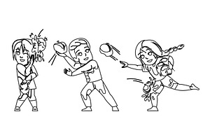 splash water balloon fight vector, a Person Illustration by pikepicture