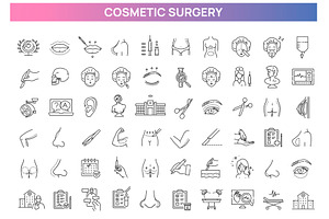 Set of Cosmetic Surgery icons, a Healthcare Illustration by Tettygreen