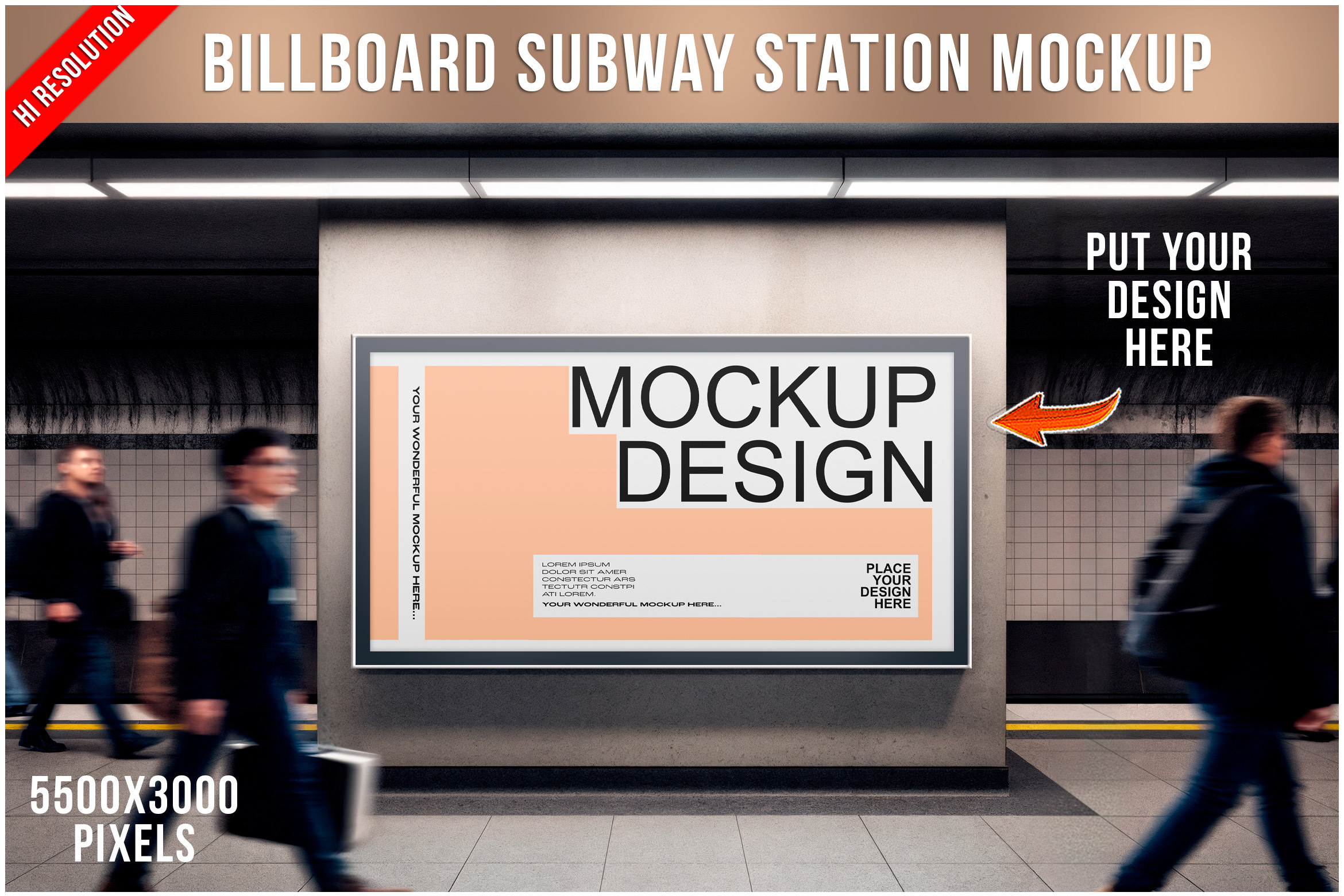 Billboard Mockup in Subway PSD, an Advertising Mockup by Bruno's Shop