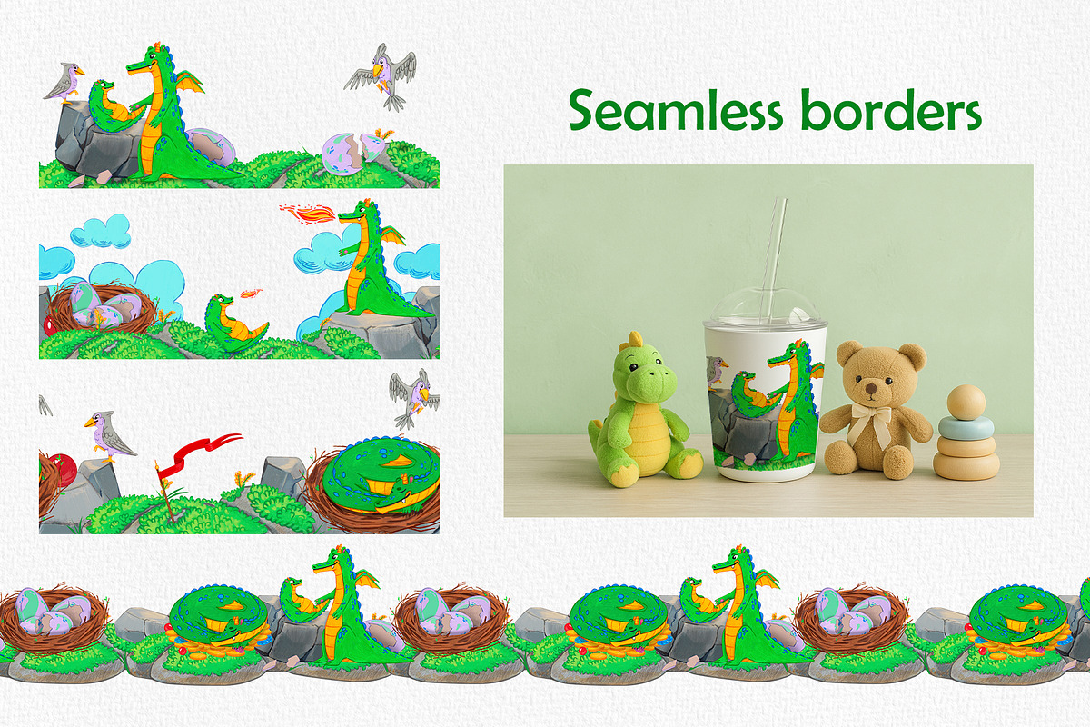 Dragon & Friends Watercolor Clipart, an Illustration by Nastya Che (Photo 6 of 10)