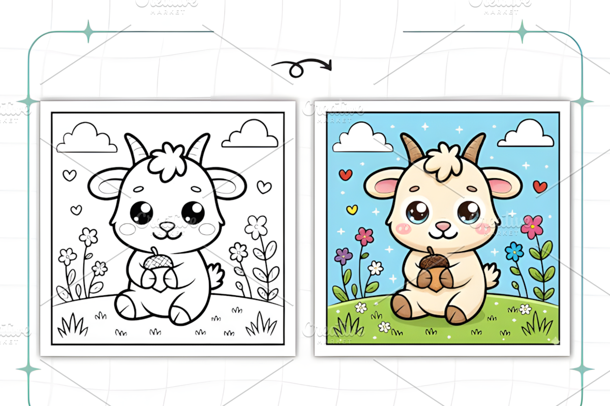 ADULT CUTE BABY ANIMALS COLORING PAG, an Animal Illustration by Ink Gallery (Photo 4 of 9)