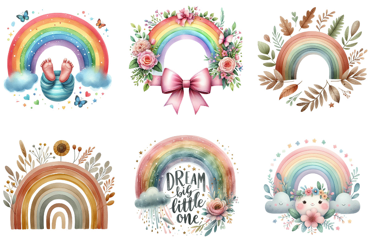 Baby Rainbow Boho Clipart, an Illustration by DreamArtGraphic (Photo 7 of 7)