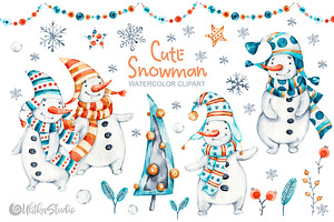 Cute Snowman. Christmas clipart
