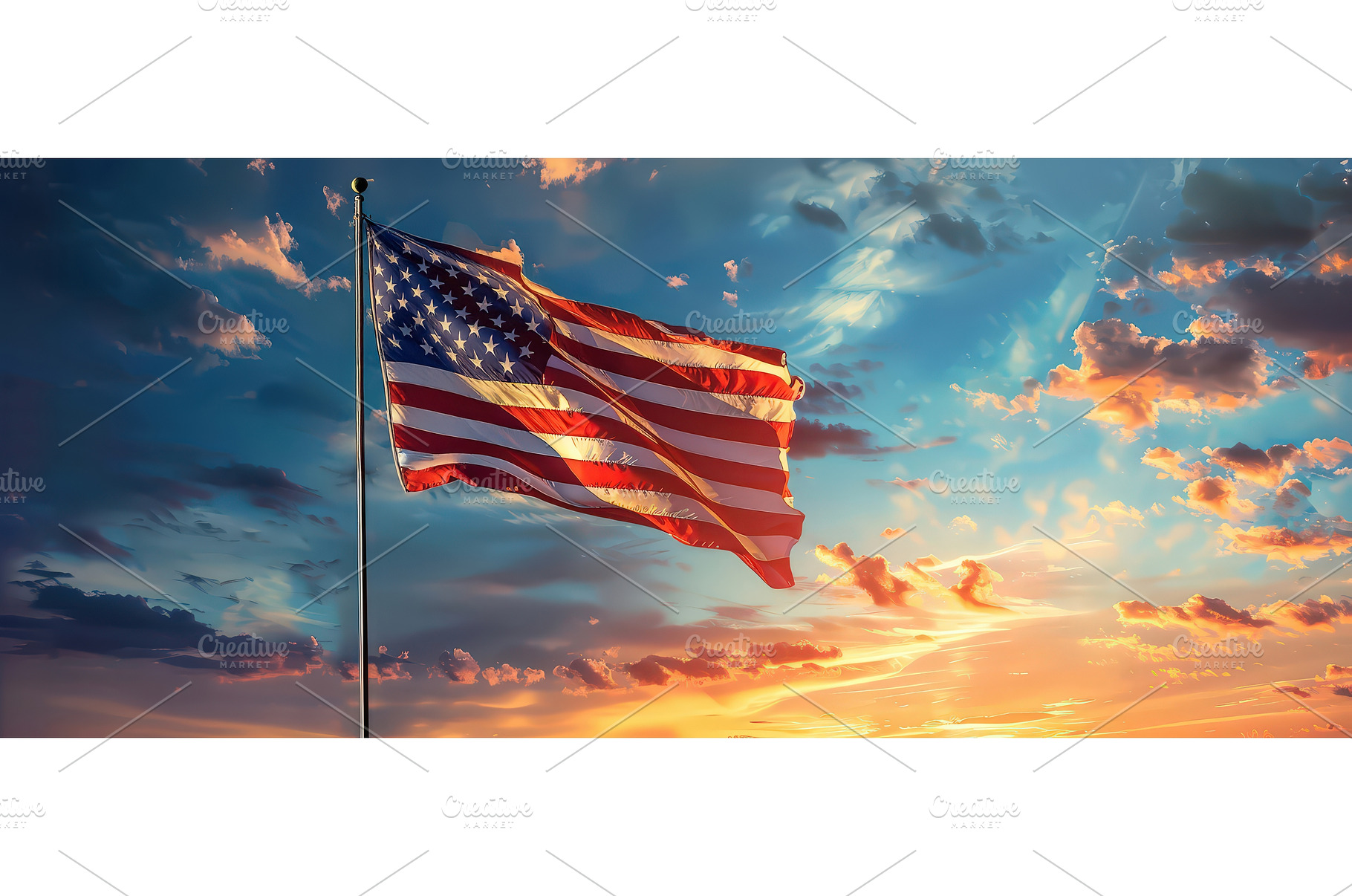 American flag flying proudly against, a Nature Photo by piter.goskov