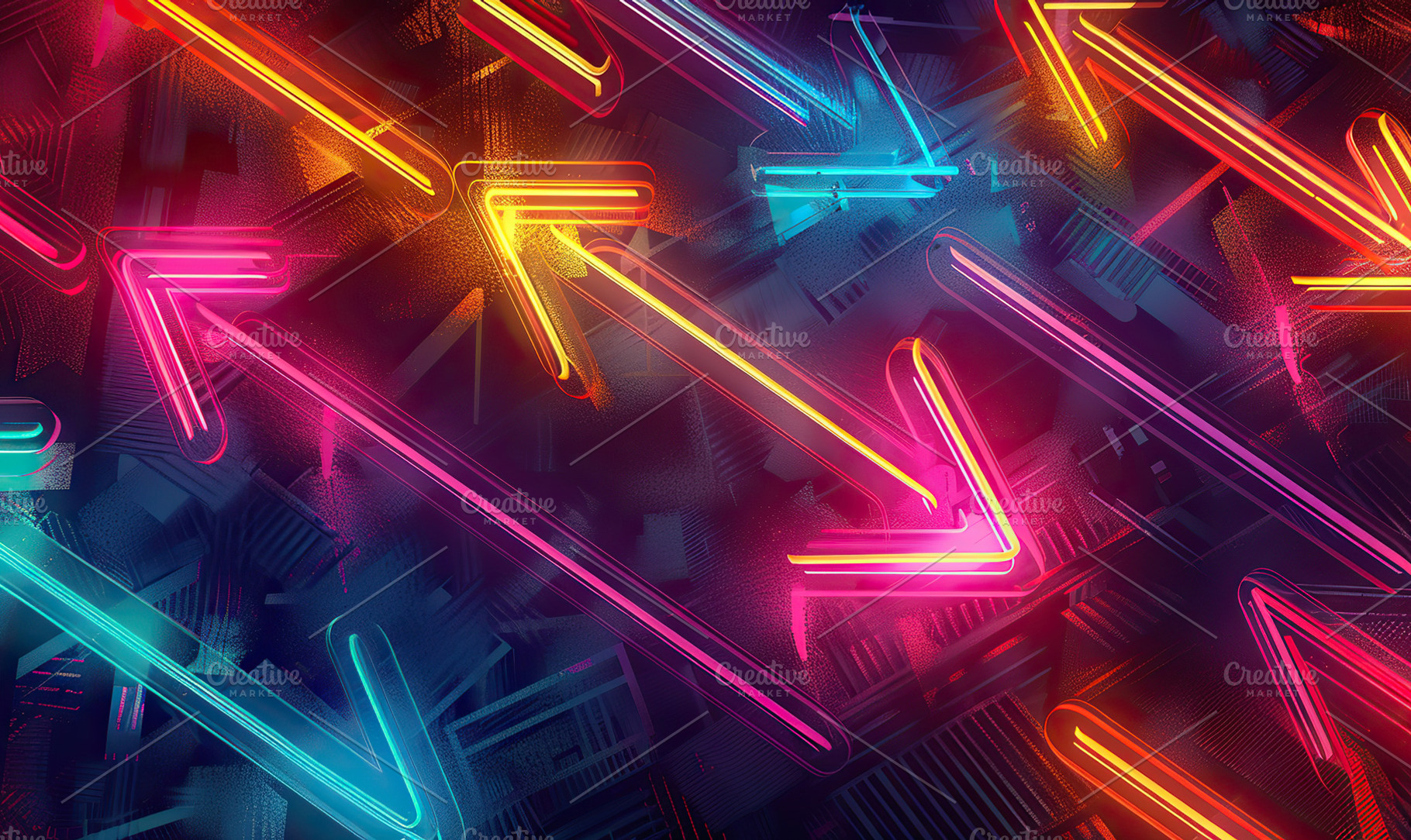 Colorful neon zigzag lines on a text, a Photo by LOGOCREATIVE