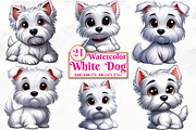Watercolor White Dog PNG clipart, a Seasonal Illustration by Craft Nest (Thumbnail 1 of 5)