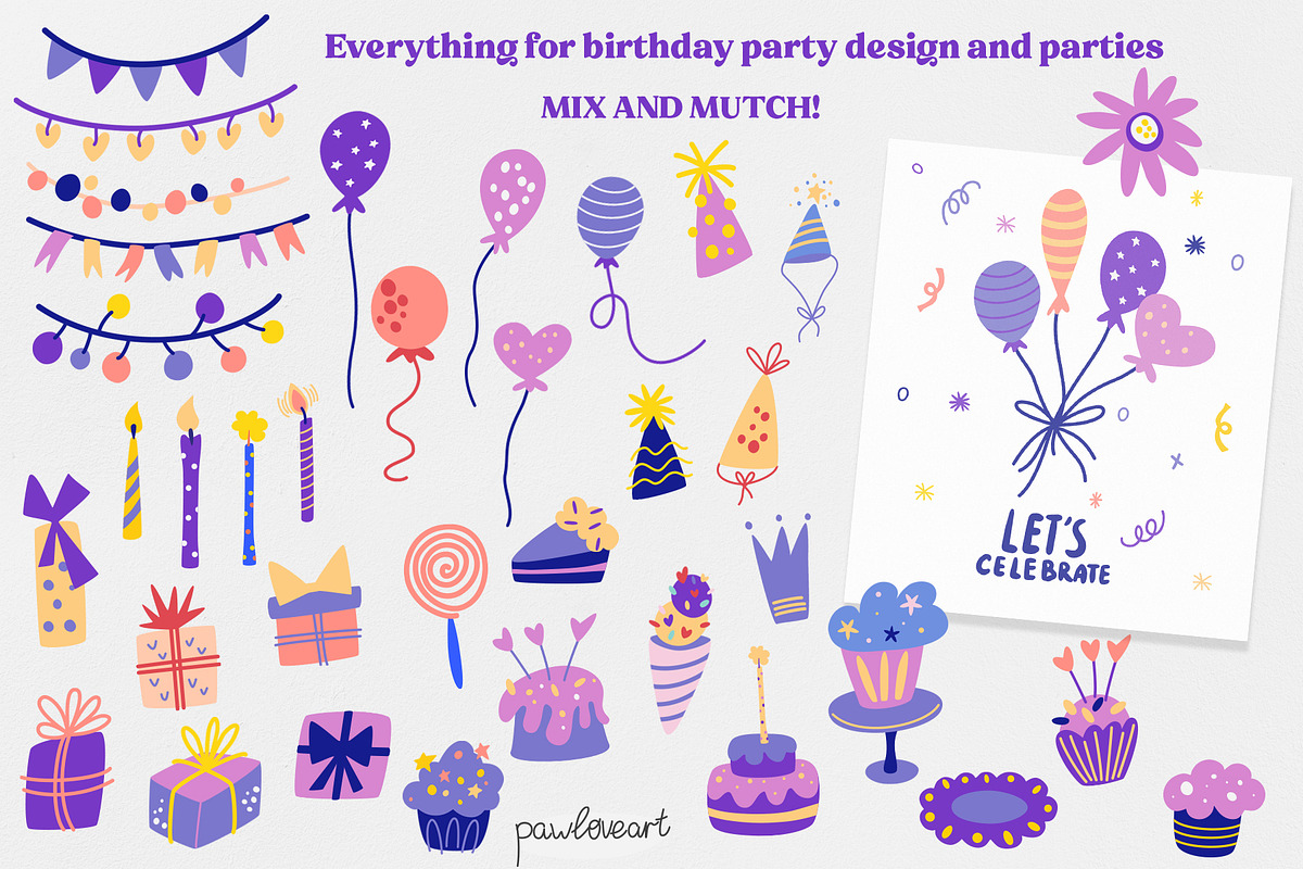Funny cats – Birthday Clipart, an Object Graphic by PawLoveArt (Photo 5 of 14)