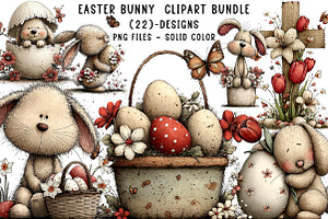 Easter Bunny Clipart Bundle, an Illustration by CreationArt