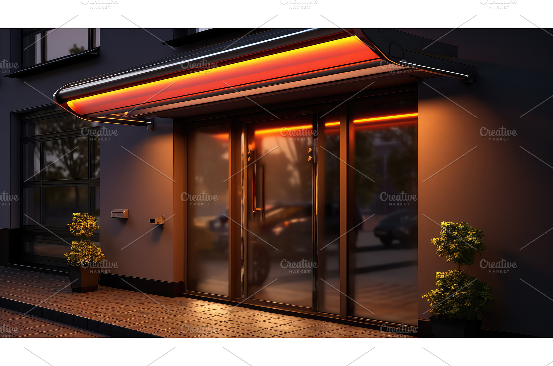 led door awning ai generated, an Architecture Photo by pikepicture