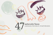 ProCreate watercolor face elements, a Brush Add-On by dxxb studio (Thumbnail 1 of 3)