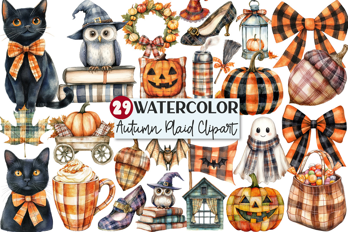 Halloween Autumn Plaid Clipart, an Illustration by Rose Art (Photo 1 of 7)