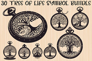 Steampunk Tree of Life Symbol Bundle, an Illustration by yasushie