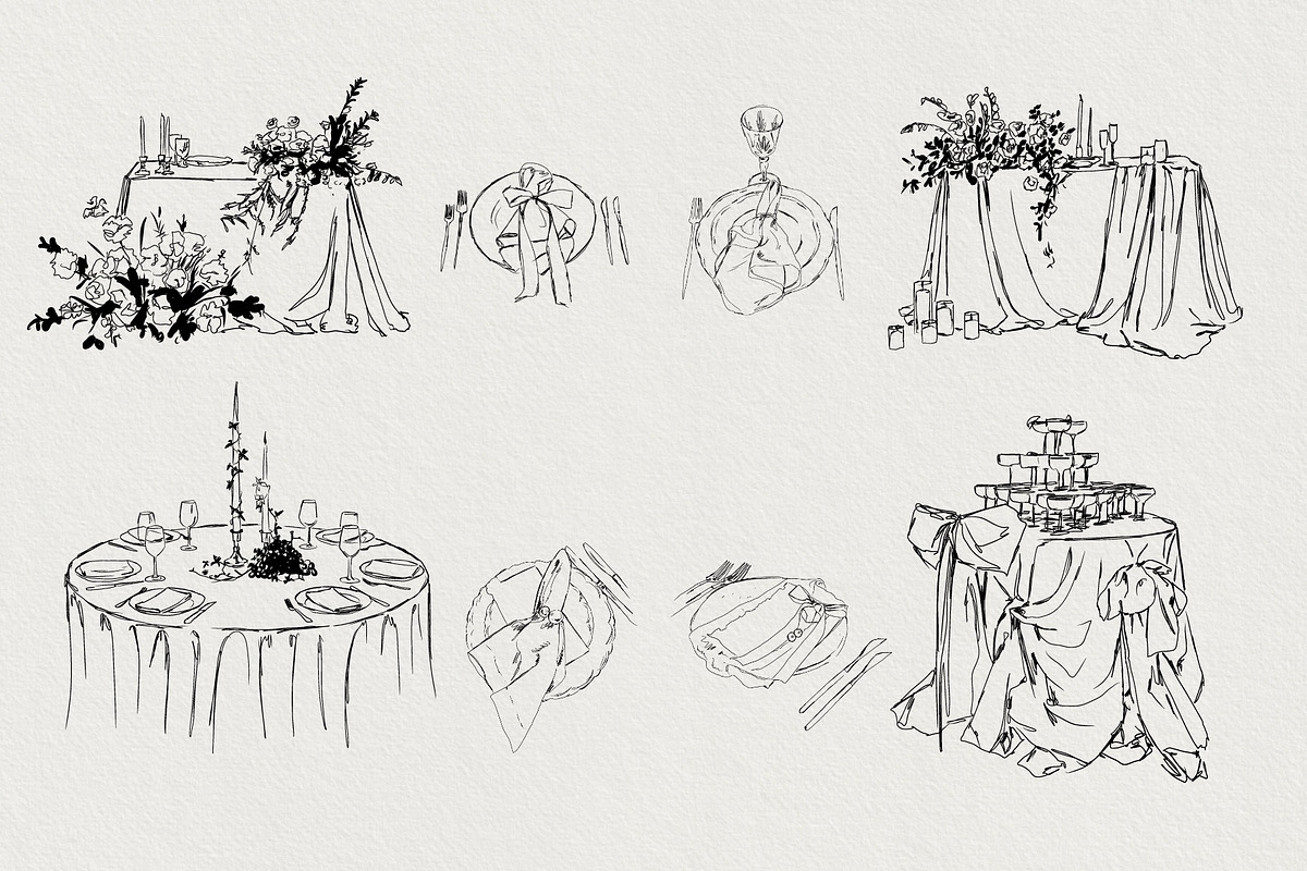 Timeless Romance: Wedding Line Art, a Decorative Illustration by AnnaPolitmerskaja (Photo 5 of 8)