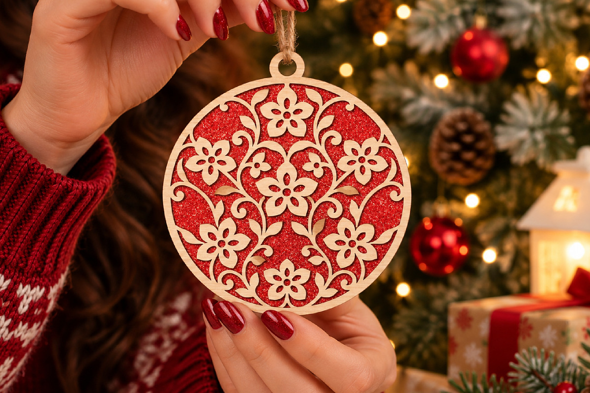 Christmas Floral Ornament SVG, an Object Graphic by Libby Wishes (Photo 2 of 3)