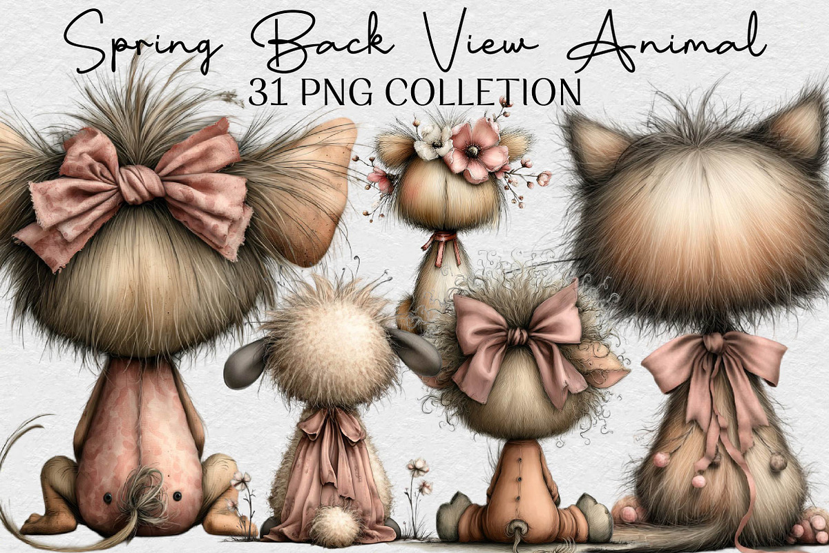 Whimsical Spring Back View Animal, an Illustration by DreamCafeArt (Photo 1 of 6)
