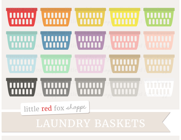 Laundry Basket Clipart, an Illustration by Little Red Fox Shoppe