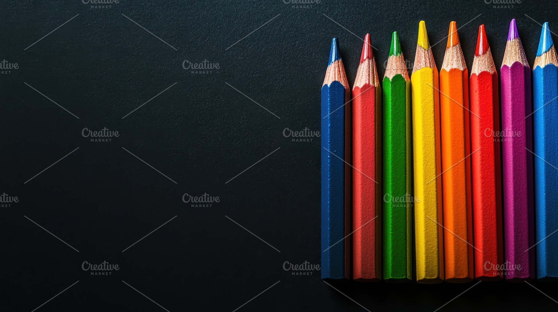 Colorful pencils arranged in a row, a Photo by Beautiful things