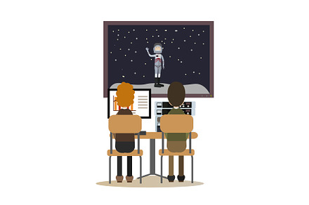 Space people concept flat vector