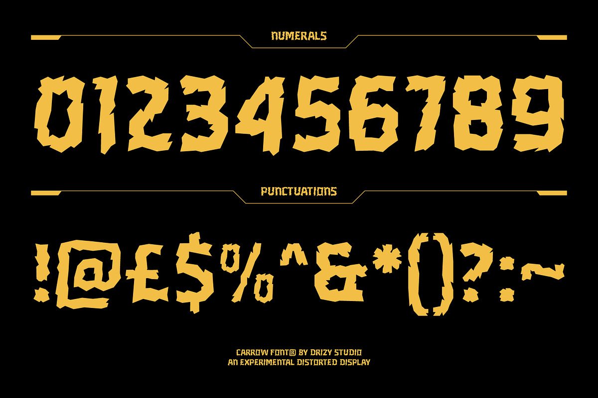 Carrow – Experimental Distrorted, a Sans Serif Font by Drizy (Photo 6 of 10)