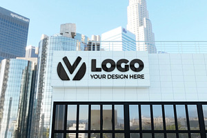 3d Logo Mockup In Building