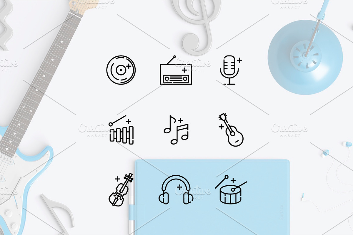 Music Line Icons, an Outline Icon by Lyolya Profitrolya (Photo 2 of 2)