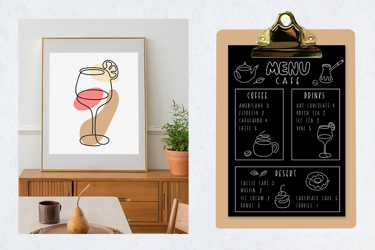 Continuous Line Art Collection, a Food Illustration by IllarArt (Photo 6 of 9)