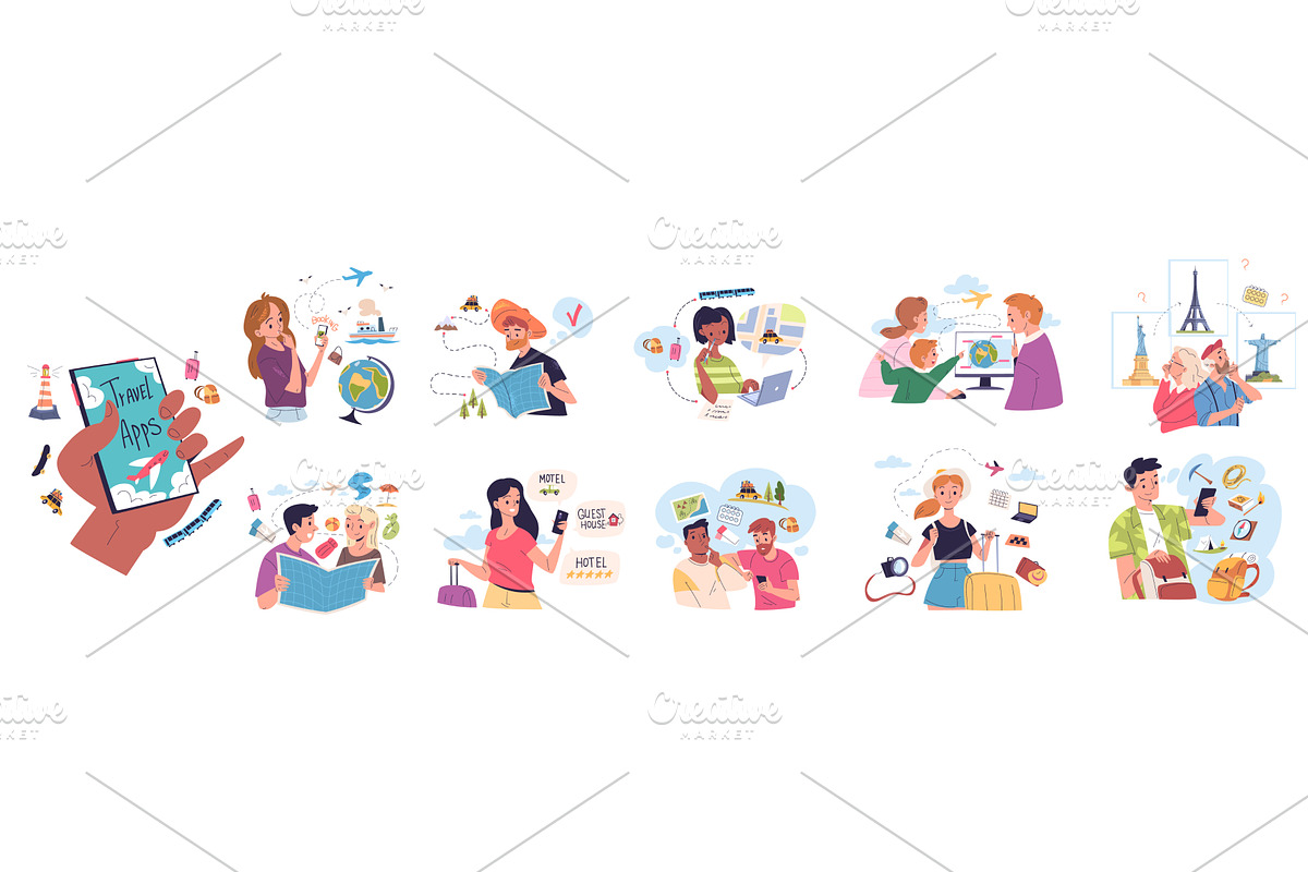 People travel itinerary. Man and, a Person Illustration by Stock-Smart-Start