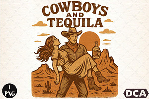 Cowboys and tequila PNG, an Illustration by DreamCafeArt