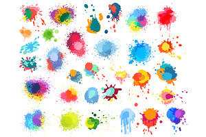 Abstract Paint Splashes Set