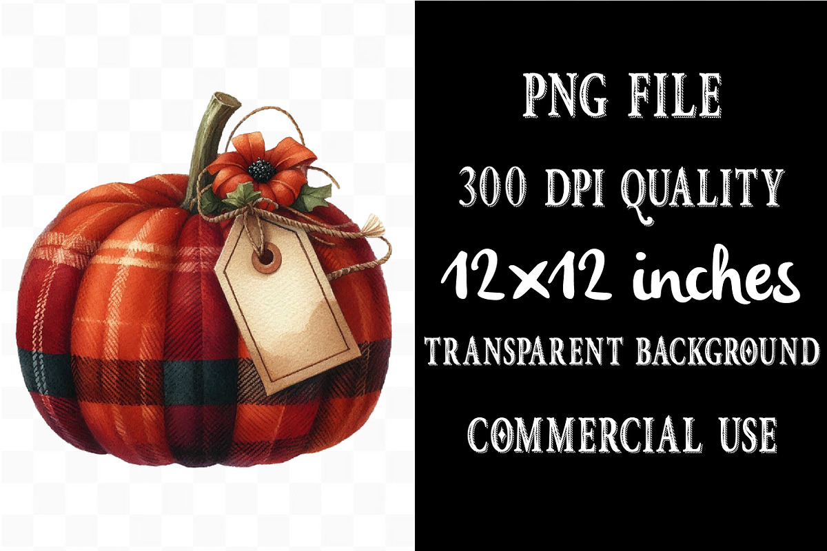 Autumn Plaid Pumpkin Clipart, an Illustration by Designking (Photo 4 of 4)