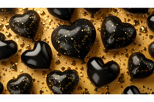 Luxurious Black Hearts With Golden