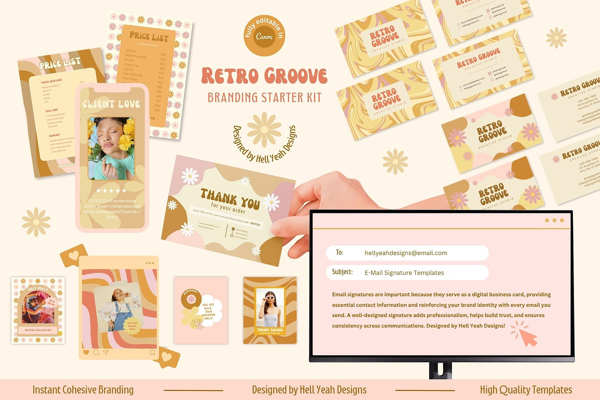 Retro Groove Branding Starter Kit, a Branding & Logo Template by Hell Yeah Designs (Photo 4 of 15)