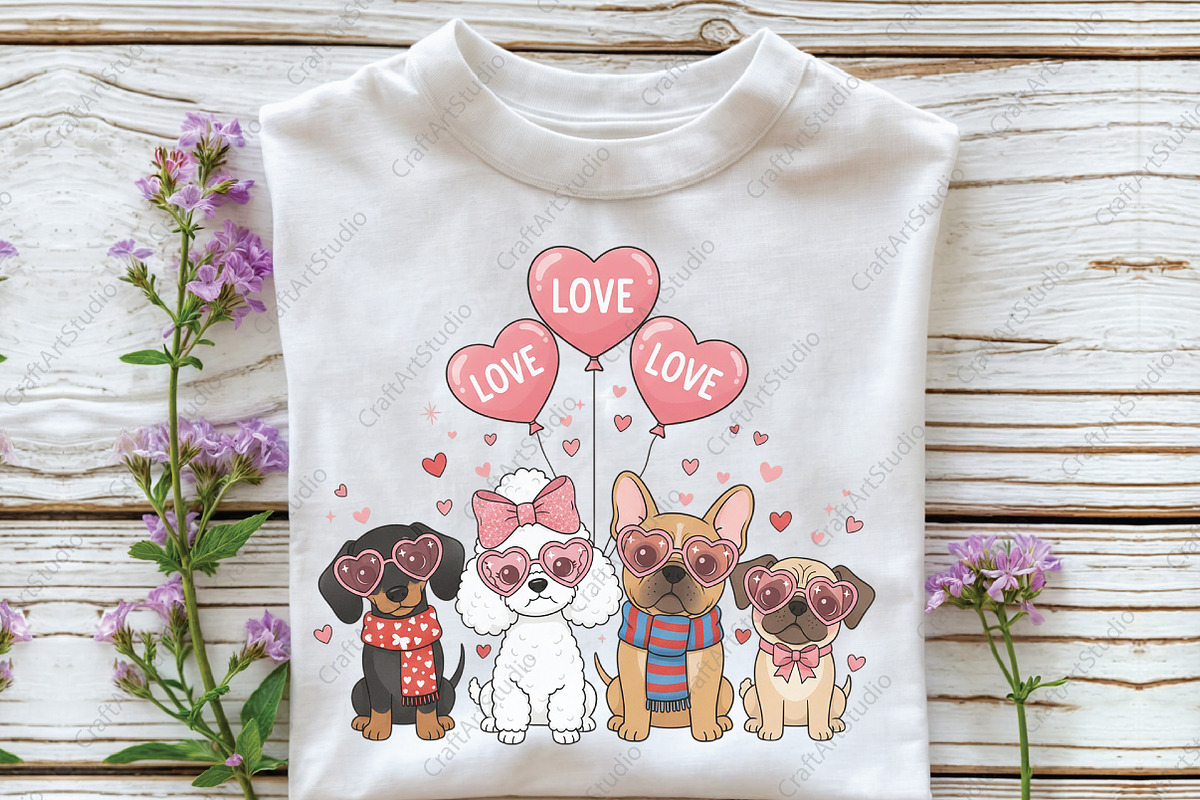 Valentine Dachshund Dogs Sublimation, an Illustration by CraftArtStudio (Photo 3 of 4)