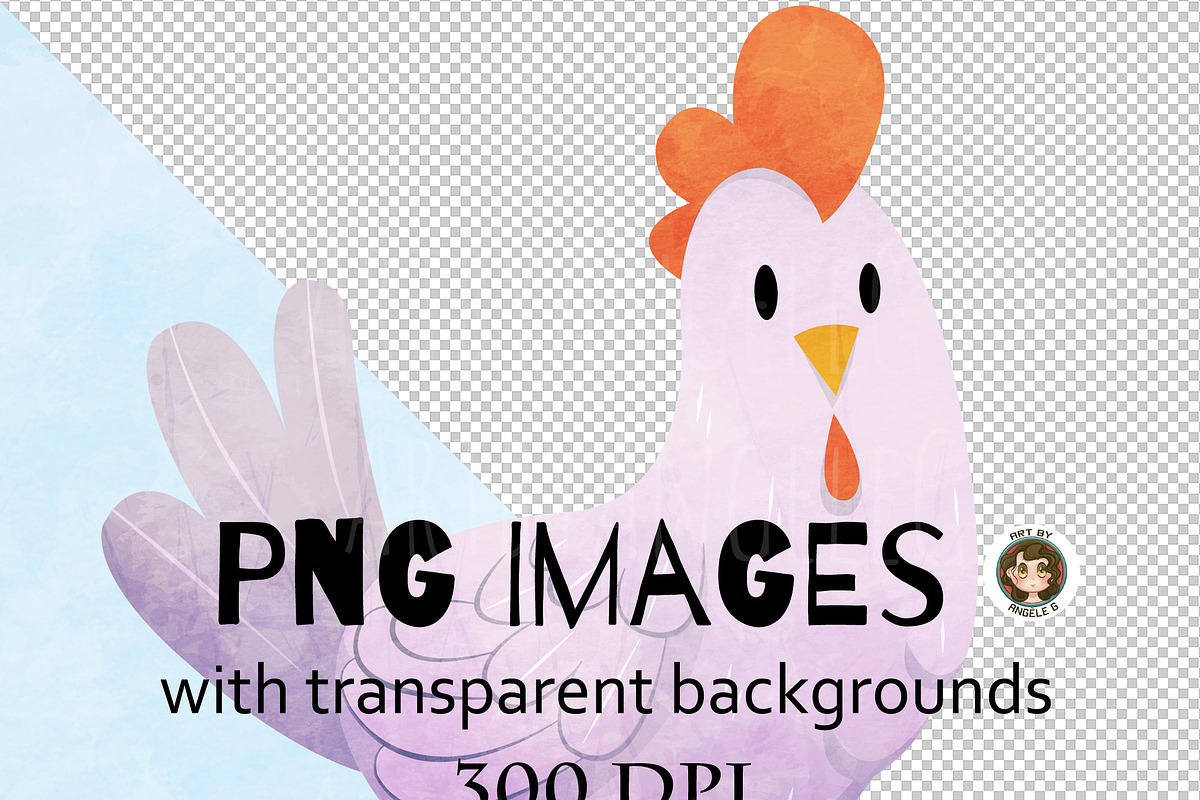 Chicken Farmyard PNG Clipart Set, an Animal Illustration by Art by Angele G (Photo 4 of 6)