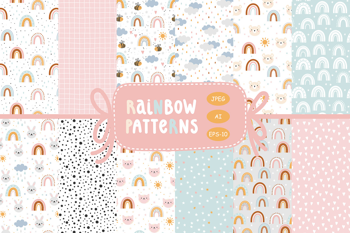 Cute rainbow patterns., an Illustration by rosypatterns (Photo 1 of 6)