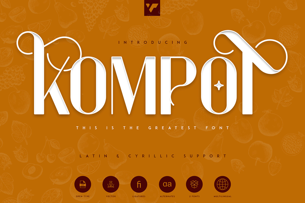 Kompot Display - 2 fonts, a Font by VP Fonts (Photo 1 of 9)