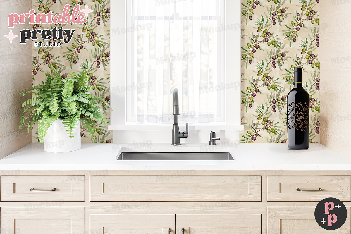 Modern Kitchen Wallpaper Mockup PSD, a Product Mockup by Printable Pretty Studio (Photo 6 of 9)