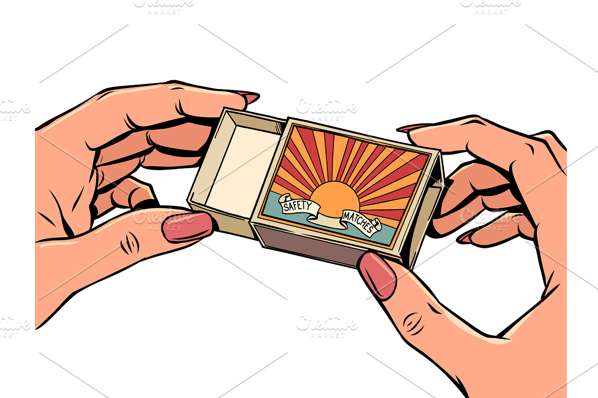 Women's hands holding a matchbox, a Person Illustration by rogistok