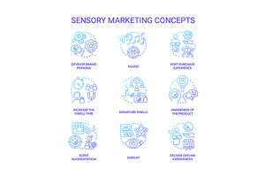 Sensory marketing blue icon set, a Templates & Theme by IMG Visuals